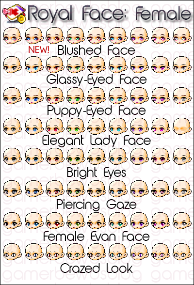 Blushed Face, Glassy-Eyed Face, Puppy-Eyed Face, Elegant Lady Face, Bright Eyes, Piercing Gaze, Female Evan Face, Crazed Look, royal coupon, royal face, royal face coupon, female royal face, female royal face coupon