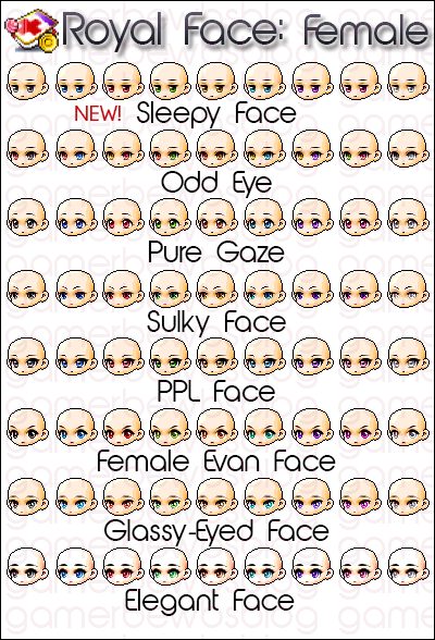 Sleepy Face, Odd Eye, Pure Gaze, Sulky Face, PPL Face, Female Evan Face, Glassy-Eyed Face, Elegant Face, royal coupon, royal face, royal face coupon, female royal face, female royal face coupon